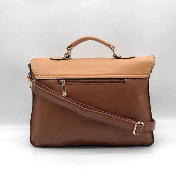 Move & Moda Brown Faux Leather Convertible Work Briefcase Crossbody - Picture 2 of 12